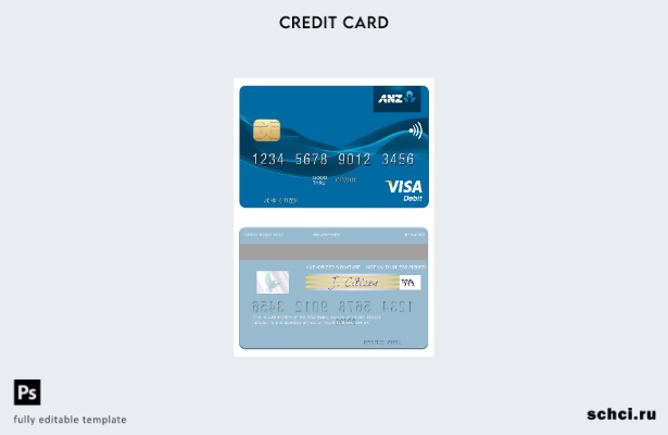 цифровая загрузка шаблона дебетовой карты Visa Samoa ANZ Bank